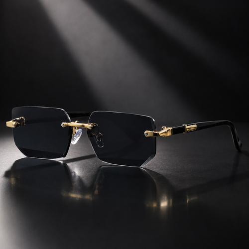 Men's Black Rimless Sunglasses