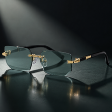 Men's Teal Rimless Sunglasses