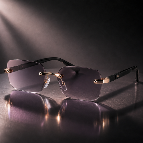 Women's Grey Rimless Sunglasses