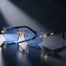 Men's Blue Rimless Sunglasses