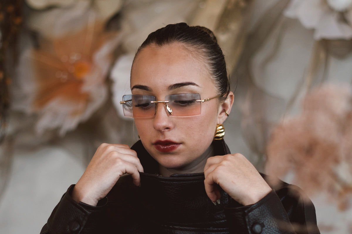 Opal rimless sunglasses worn