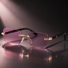 Women's Pink Rimless Sunglasses