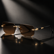 Men's Dark Brown Rimless Sunglasses