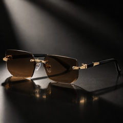 Men's Dark Brown Rimless Sunglasses