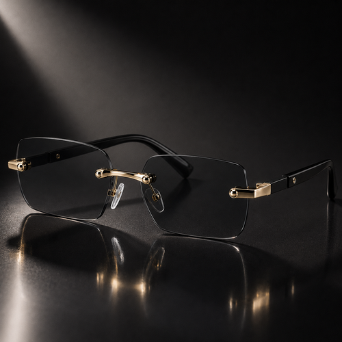 Women's Black Rimless Sunglasses