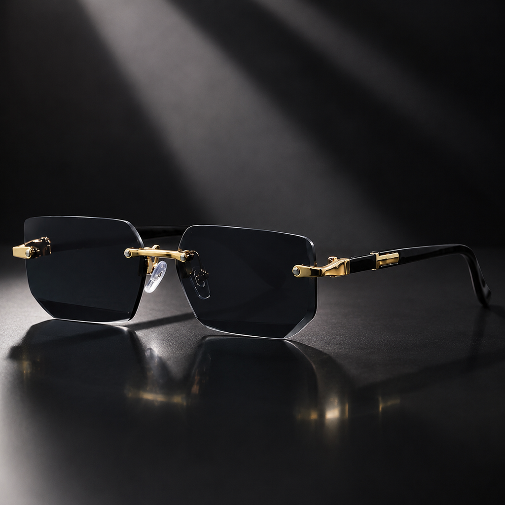 Men's Black Rimless Sunglasses