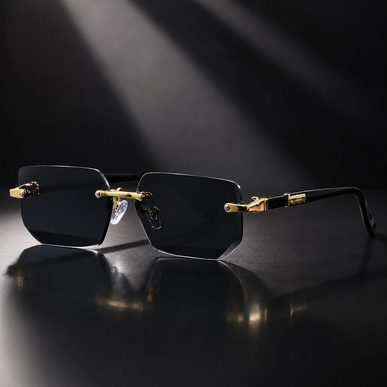 Men's Black Rimless Sunglasses