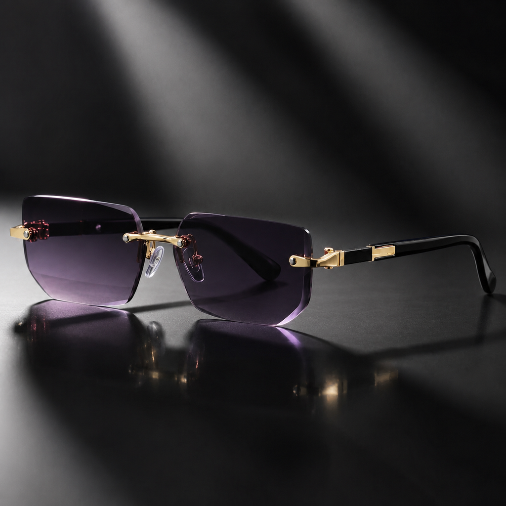 Men's Purple Rimless Sunglasses