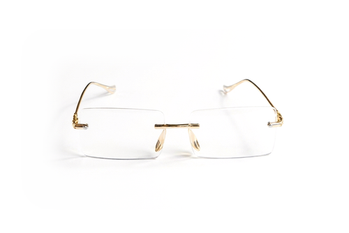 Crystal rimless sunglasses, front view